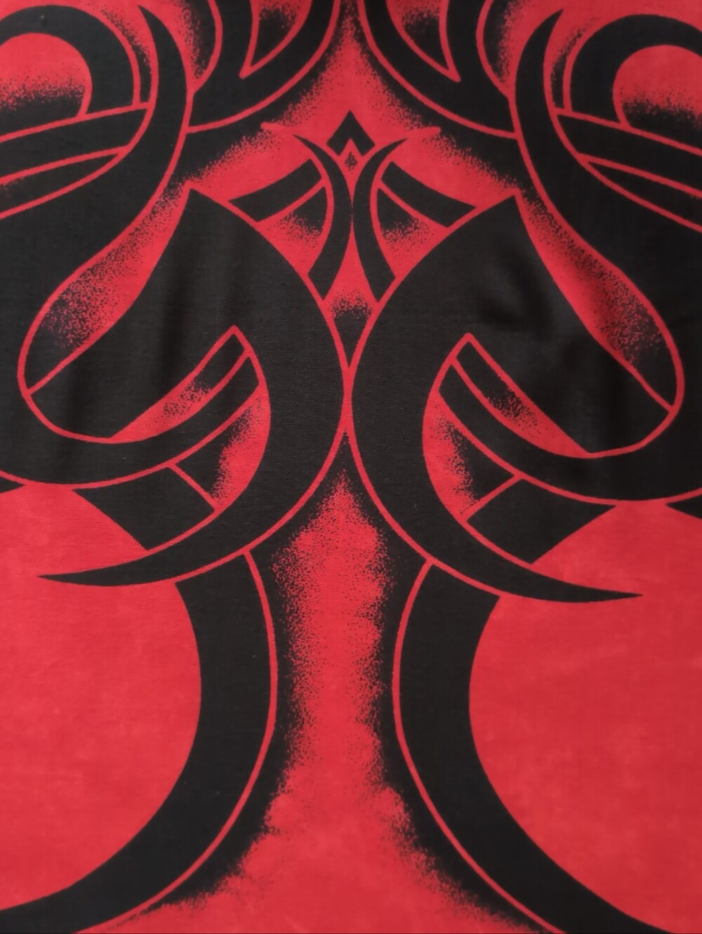 Red and black tribal sarong with fringe